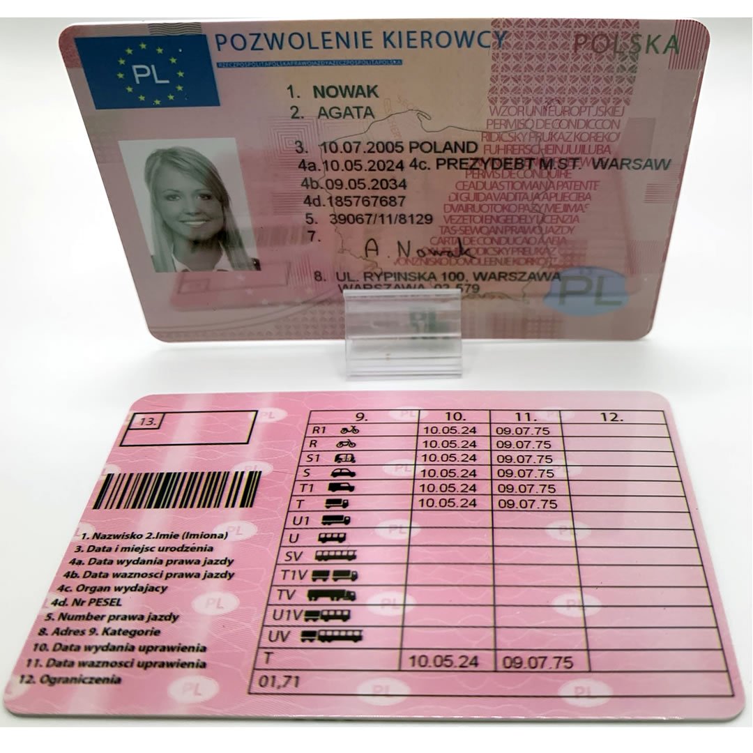 polish drivers license front and back