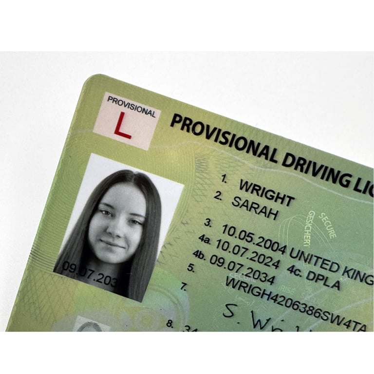 provisional drivers license front angle